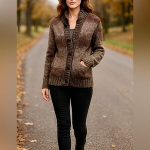 Express Design Studio Brown/Tan Chunky Loose Knit Wool Alpaca Blend Swea…